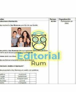 Una hoja de actividades para el aula que incluye una sección 