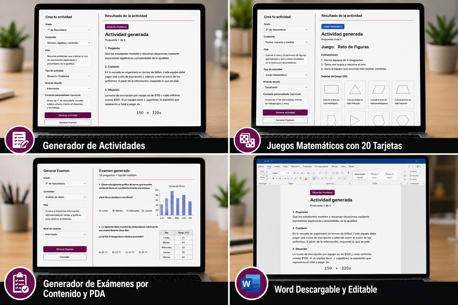 Generador de Actividades NEM Matemáticas 1°, 2° y 3° Secundaria 2026-2027 | Actividades y Exámenes | Word Editable 2 Generador de Actividades NEM Matemáticas 1°, 2° y 3° Secundaria 2026-2027 | Actividades y Exámenes | Word Editable - Image 2