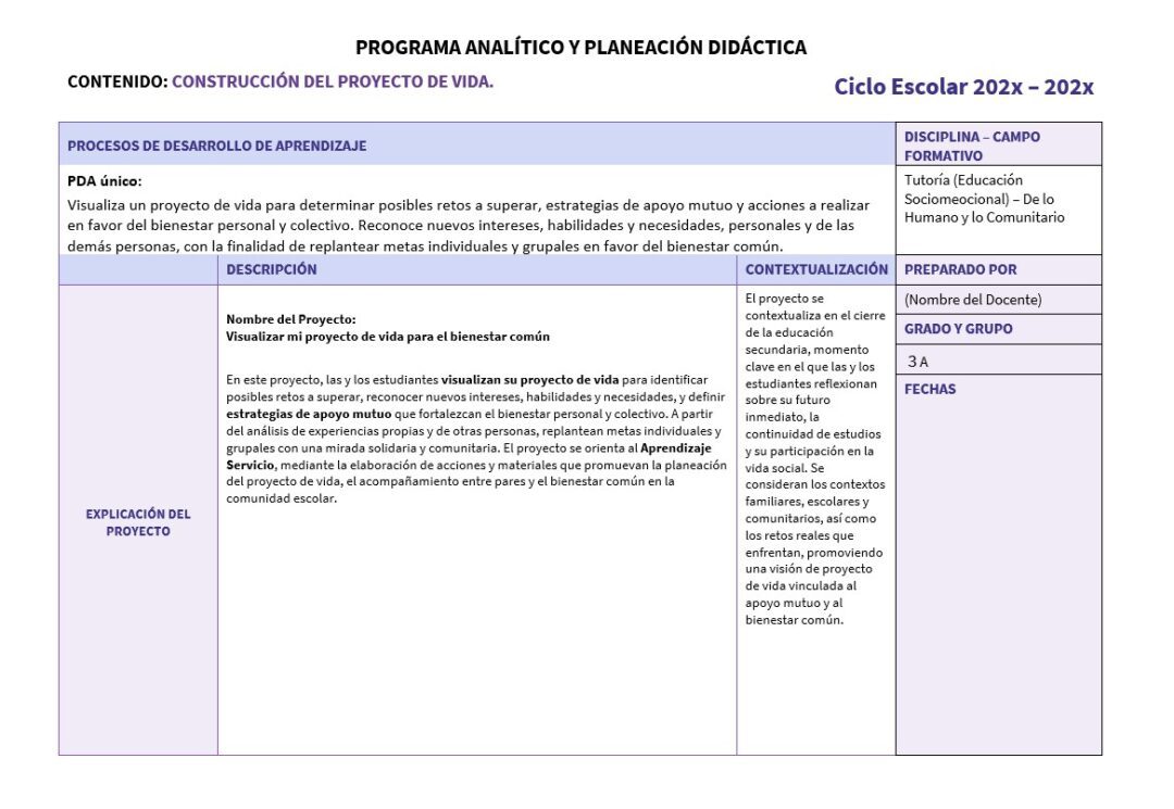 Tutoría 3° Secundaria NEM 2026-2027 | Programa Analítico, Planeaciones ...