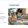 Mega Kit Fin de Curso Primaria NEM | Diplomas, Comunicación con Familias y Recursos Editables para Docentes 7 Certificado de reconocimiento a la creatividad con la ilustración de una niña pintando en su escritorio.