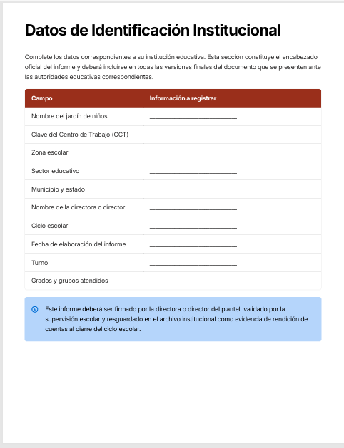 Informe de Evaluación Institucional y Rendición de Cuentas Preescolar Ciclo 2025-2026 NEM | Basado en Programa Analítico y PEMC – Word Editable 2 Informe de Evaluación Institucional y Rendición de Cuentas Preescolar Ciclo 2025-2026 NEM | Basado en Programa Analítico y PEMC – Word Editable - Image 2