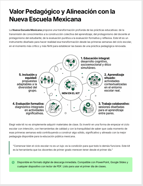 Kit para el Inicio del Ciclo Escolar NEM 2026-2027 1° Primaria | Integra, Diagnostica y Nivela | Clases listas para aplicar + PPT y Guías PDF 2 Kit para el Inicio del Ciclo Escolar NEM 2026-2027 1° Primaria | Integra, Diagnostica y Nivela | Clases listas para aplicar + PPT y Guías PDF - Image 2