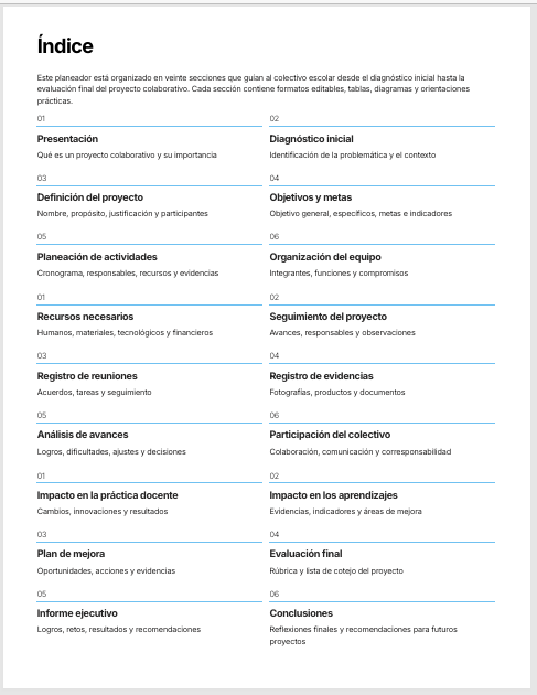 Planeador de Proyectos Colaborativos para Comunidades de Aprendizaje Editable en Word | Formatos para Diseñar, Gestionar y Evaluar Proyectos de Mejora Educativa 2 Planeador de Proyectos Colaborativos para Comunidades de Aprendizaje Editable en Word | Formatos para Diseñar, Gestionar y Evaluar Proyectos de Mejora Educativa - Image 2