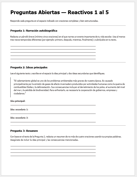 Evaluación Diagnóstica y Nivelación – Español 1° Secundaria | NEM 2026-2027 | Examen, Planeación, Actividades y Presentación Editable 2 Evaluación Diagnóstica y Nivelación – Español 1° Secundaria | NEM 2026-2027 | Examen, Planeación, Actividades y Presentación Editable - Image 2