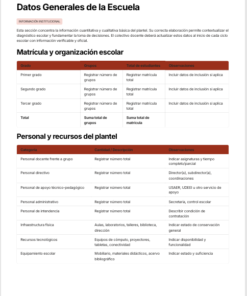 Programa Escolar de Mejora Continua Secundaria Editable en Word | PEMC NEM 2026-2027 Basado en Orientaciones SEP 6 Imagen 1 196