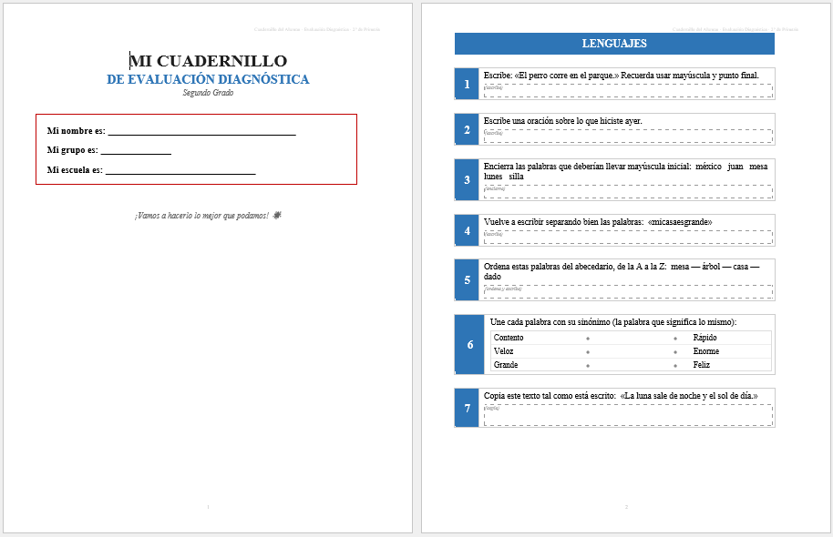 Kit de Evaluación Diagnóstica NEM 2° de Primaria 2026-2027 | 4 Herramientas para Evaluar y Atender el Rezago | Word y Excel Editable 2 Kit de Evaluación Diagnóstica NEM 2° de Primaria 2026-2027 | 4 Herramientas para Evaluar y Atender el Rezago | Word y Excel Editable - Image 2