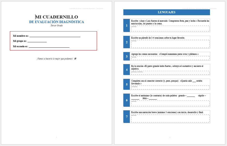 Kit de Evaluación Diagnóstica NEM 3° de Primaria 2026-2027 | 4 Herramientas para Evaluar y Atender el Rezago | Word y Excel Editable 2 Kit de Evaluación Diagnóstica NEM 3° de Primaria 2026-2027 | 4 Herramientas para Evaluar y Atender el Rezago | Word y Excel Editable - Image 2