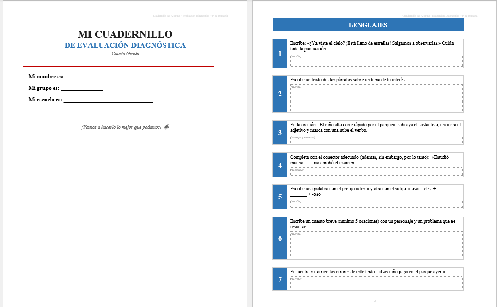 Kit de Evaluación Diagnóstica NEM 4° de Primaria 2026-2027 | 4 Herramientas para Evaluar y Atender el Rezago | Word y Excel Editable 2 Kit de Evaluación Diagnóstica NEM 4° de Primaria 2026-2027 | 4 Herramientas para Evaluar y Atender el Rezago | Word y Excel Editable - Image 2