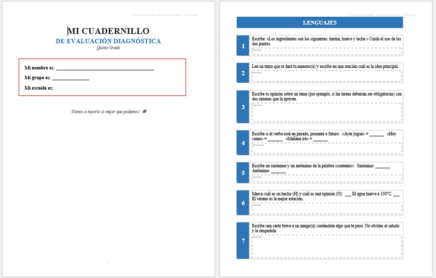 Kit de Evaluación Diagnóstica NEM 5° de Primaria 2026-2027 | 4 Herramientas para Evaluar y Atender el Rezago | Word y Excel Editable 2 Kit de Evaluación Diagnóstica NEM 5° de Primaria 2026-2027 | 4 Herramientas para Evaluar y Atender el Rezago | Word y Excel Editable - Image 2