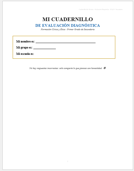 Kit de Evaluación Diagnóstica NEM Formación Cívica y Ética 1° de Secundaria 2026-2027 | 4 Herramientas para Evaluar y Atender el Rezago | Word y Excel Editable 2 Kit de Evaluación Diagnóstica NEM Formación Cívica y Ética 1° de Secundaria 2026-2027 | 4 Herramientas para Evaluar y Atender el Rezago | Word y Excel Editable - Image 2