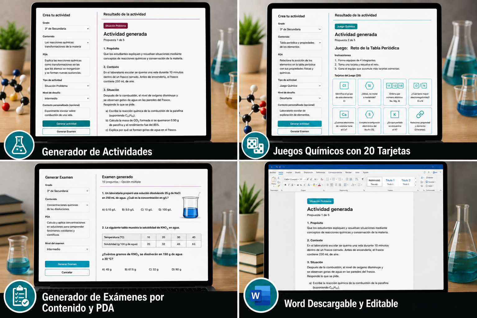 Generador de Actividades NEM Química 3er Grado Secundaria 2026-2027 | 5 Tipos de Actividad + Examen | Word Editable 2 Generador de Actividades NEM Química 3er Grado Secundaria 2026-2027 | 5 Tipos de Actividad + Examen | Word Editable - Image 2