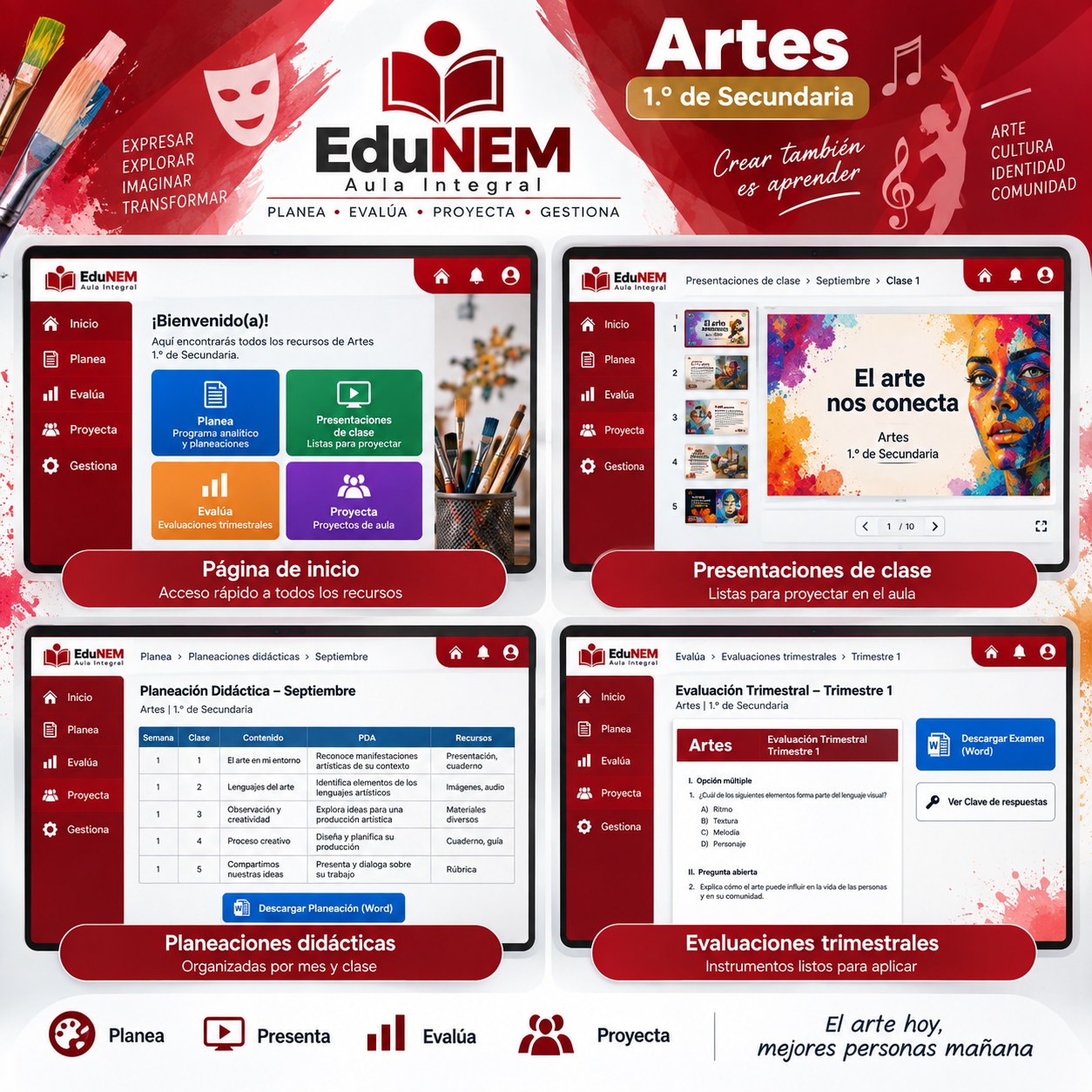 EduNEM Aula Integral Artes 1.º de Secundaria | Planeaciones, Clases y Evaluaciones NEM 2026-2027 2 EduNEM Aula Integral Artes 1.º de Secundaria | Planeaciones, Clases y Evaluaciones NEM 2026-2027 - Imagen 2