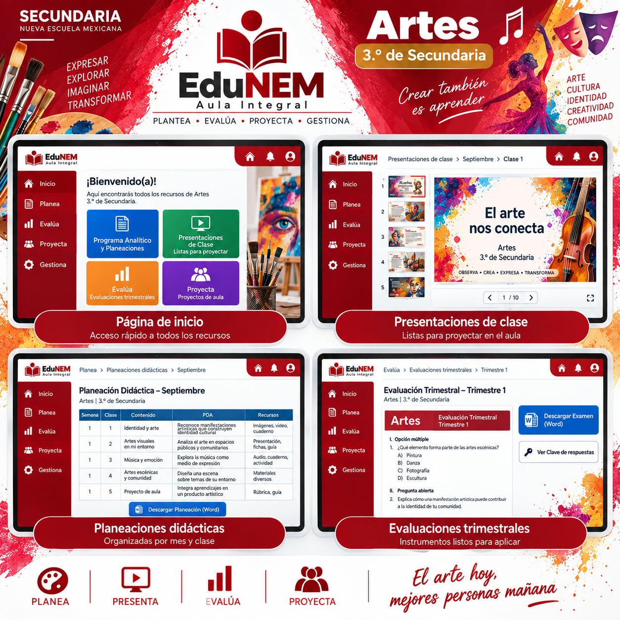 EduNEM Aula Integral Artes 3.º de Secundaria | Planeaciones, Clases y Evaluaciones NEM 2026-2027 2 EduNEM Aula Integral Artes 3.º de Secundaria | Planeaciones, Clases y Evaluaciones NEM 2026-2027 - Imagen 2