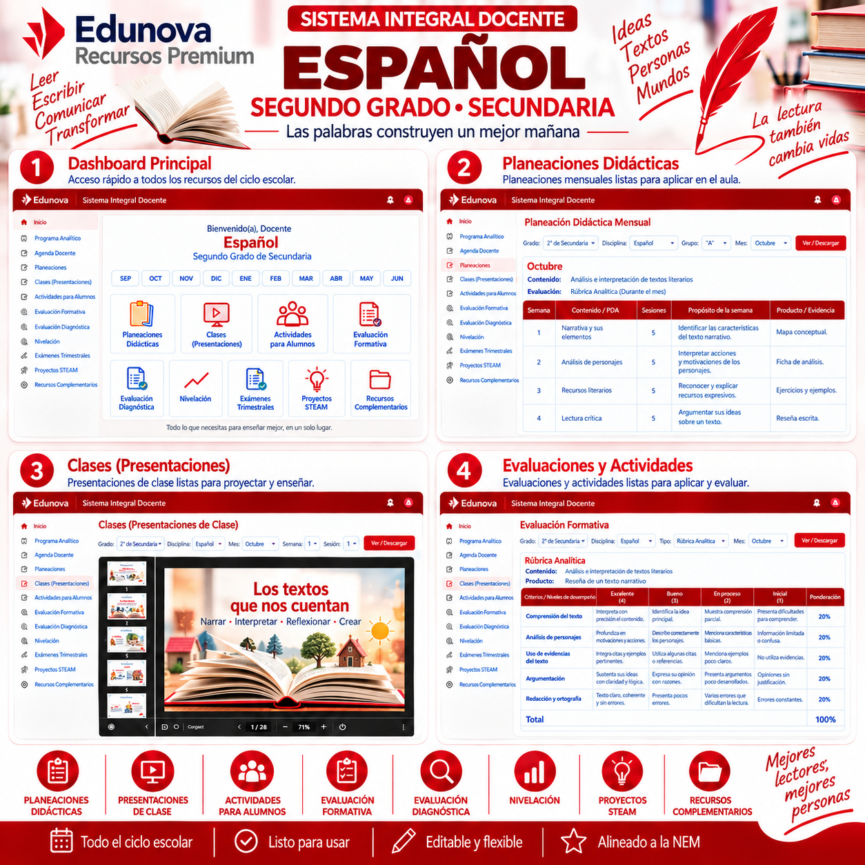 EduNEM Aula Integral | Español Segundo Grado de Secundaria NEM · Ciclo Escolar Completo 2026-2027 2 EduNEM Aula Integral | Español Segundo Grado de Secundaria NEM · Ciclo Escolar Completo 2026-2027 - Imagen 2