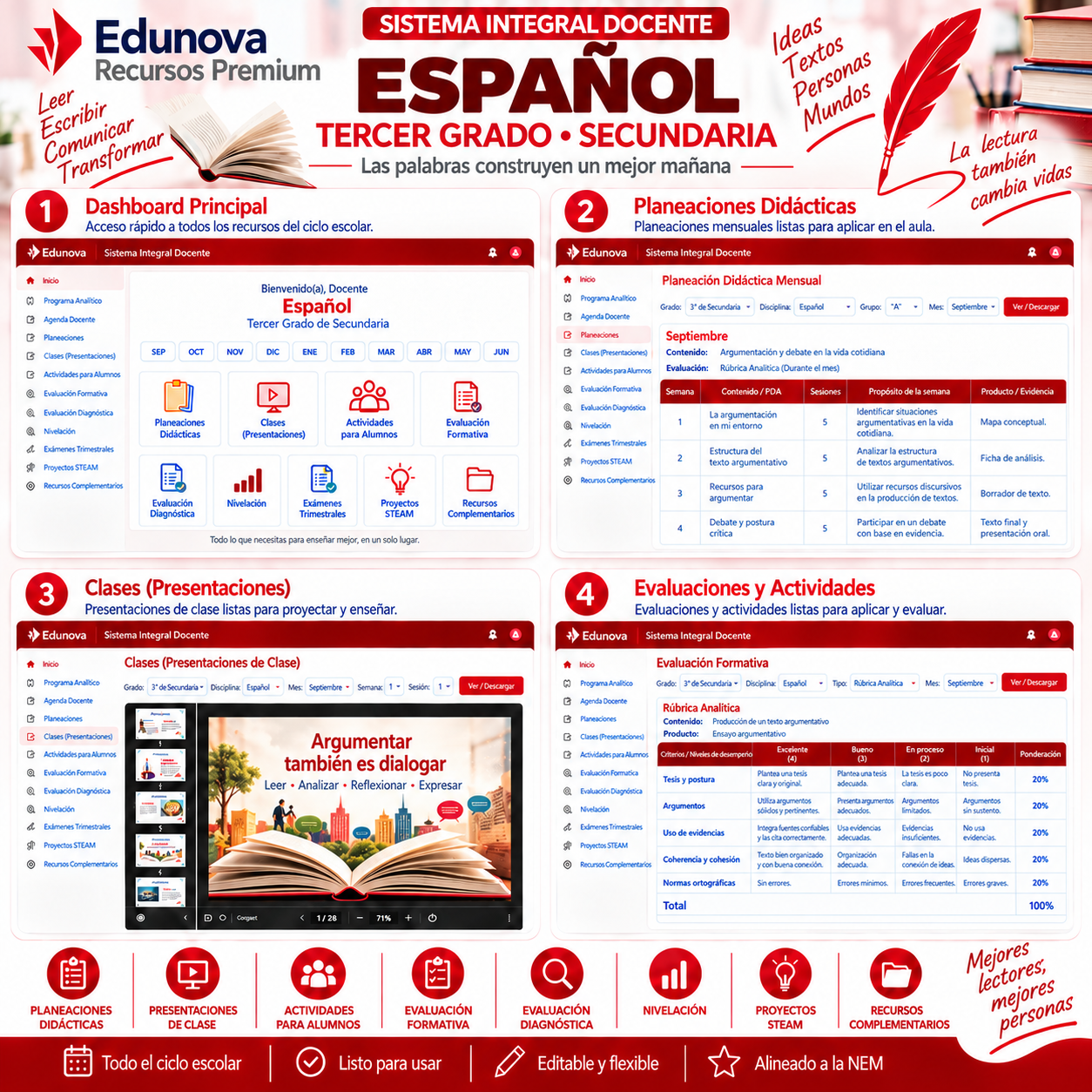 EduNEM Aula Integral | Español Tercer Grado de Secundaria NEM · Ciclo Escolar Completo 2026-2027 2 EduNEM Aula Integral | Español Tercer Grado de Secundaria NEM · Ciclo Escolar Completo 2026-2027 - Imagen 2