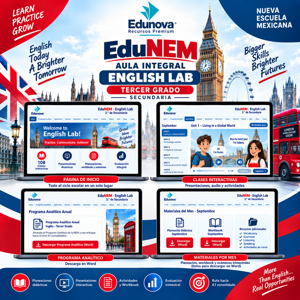 EduNEM Aula Integral | Inglés Tercer Grado de Secundaria NEM · English Lab A1 Consolidado · Ciclo Escolar 2026-2027 2 EduNEM Aula Integral | Inglés Tercer Grado de Secundaria NEM · English Lab A1 Consolidado · Ciclo Escolar 2026-2027 - Imagen 2