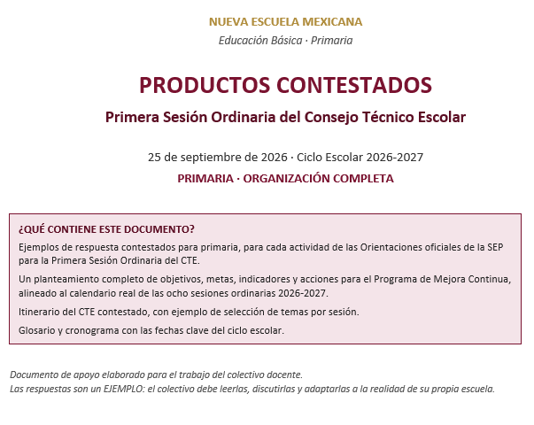 CTE Primaria Primera Sesión Ordinaria Septiembre 2026-2027 | Productos Contestados y Editables 2 CTE Primaria Primera Sesión Ordinaria Septiembre 2026-2027 | Productos Contestados y Editables - Imagen 2