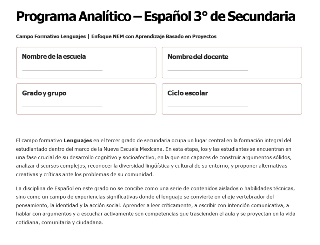 Planeaciones NEM con Aprendizaje Basado en Proyectos para Español ...