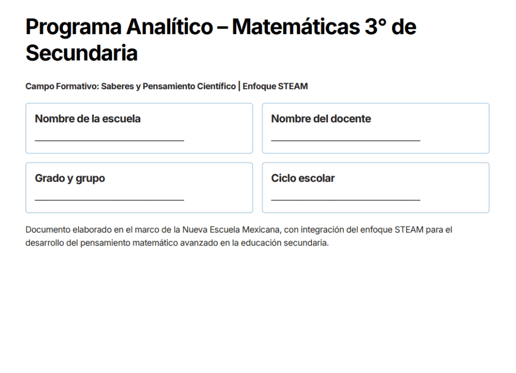 Planeaciones NEM con Enfoque STEAM para Matemáticas Tercer Grado de ...