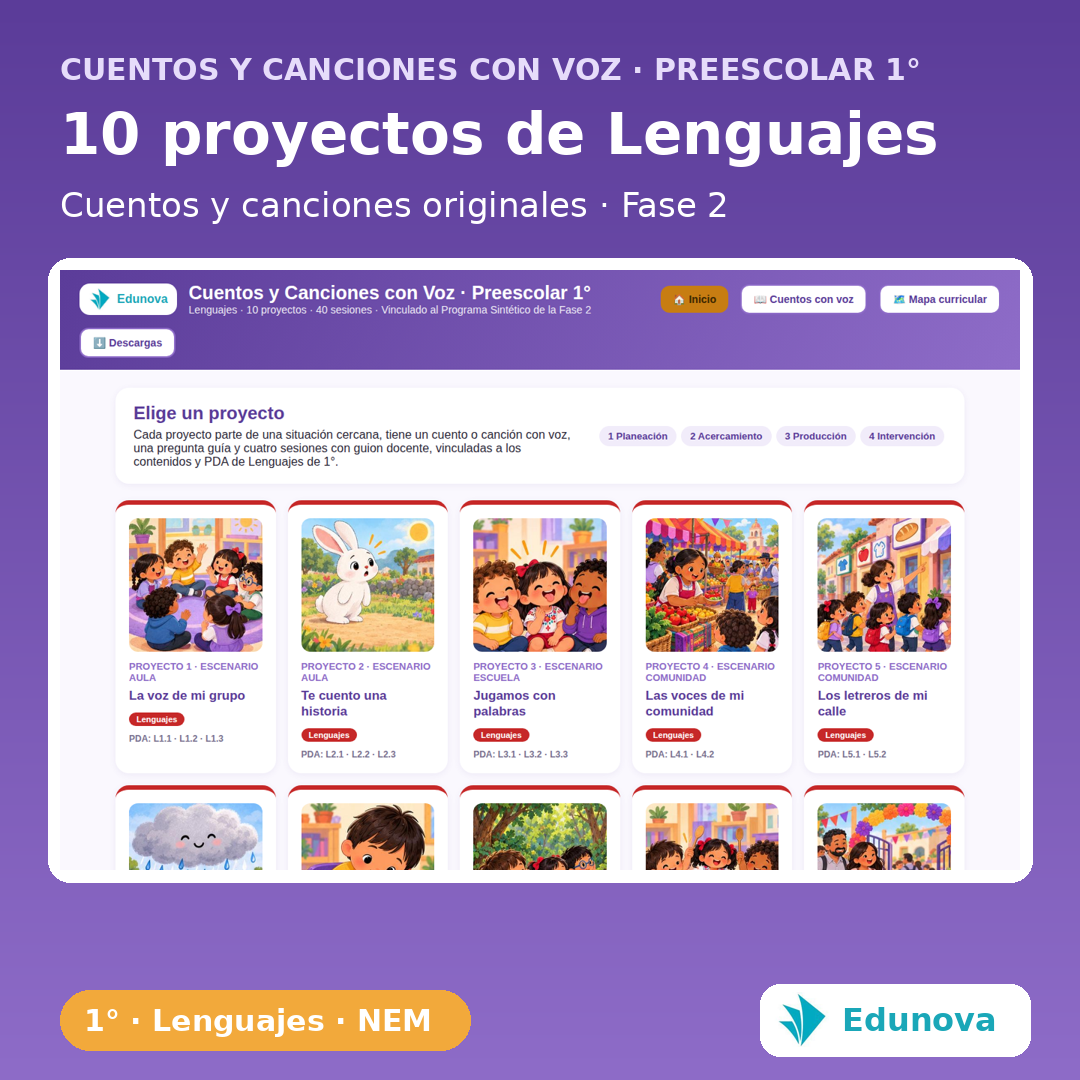 Cuentos y Canciones · Preescolar 1° | 10 Proyectos NEM Fase 2 · Lenguajes y 27 PDA 2 Cuentos y Canciones · Preescolar 1° | 10 Proyectos NEM Fase 2 · Lenguajes y 27 PDA - Imagen 2