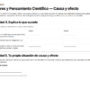 Planeaciones NEM por Proyectos 2.º de Primaria | Todos los Campos Formativos | Word Editable 22 Hoja de ejercicios en español con dos actividades sobre causa y efecto. La primera actividad contiene una tabla para enumerar situaciones, causas y efectos. La segunda pide a los alumnos que escriban su propia situación de causa y efecto.
