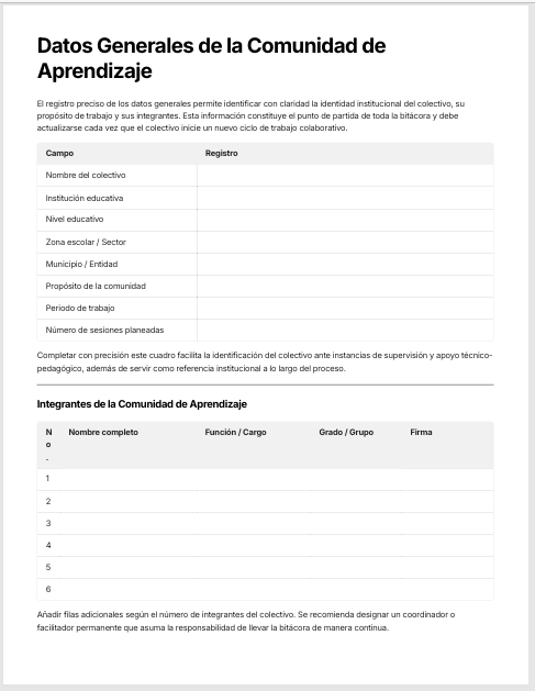 Bitácora de la Comunidad de Aprendizaje Editable en Word | Formatos para la Reflexión, el Seguimiento y la Documentación del Trabajo Colaborativo 3 Bitácora de la Comunidad de Aprendizaje Editable en Word | Formatos para la Reflexión, el Seguimiento y la Documentación del Trabajo Colaborativo - Image 3
