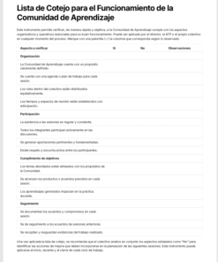 Instrumentos para el Seguimiento y Evaluación de Comunidades de Aprendizaje Editables en Word | Rúbricas, Listas de Cotejo e Indicadores para la Mejora Continua 8 Imagen 2 180
