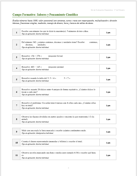 Kit de Evaluación Diagnóstica NEM 3° de Primaria 2026-2027 | 4 Herramientas para Evaluar y Atender el Rezago | Word y Excel Editable 3 Kit de Evaluación Diagnóstica NEM 3° de Primaria 2026-2027 | 4 Herramientas para Evaluar y Atender el Rezago | Word y Excel Editable - Image 3