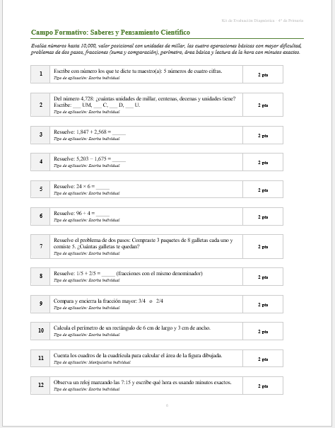 Kit de Evaluación Diagnóstica NEM 4° de Primaria 2026-2027 | 4 Herramientas para Evaluar y Atender el Rezago | Word y Excel Editable 3 Kit de Evaluación Diagnóstica NEM 4° de Primaria 2026-2027 | 4 Herramientas para Evaluar y Atender el Rezago | Word y Excel Editable - Image 3