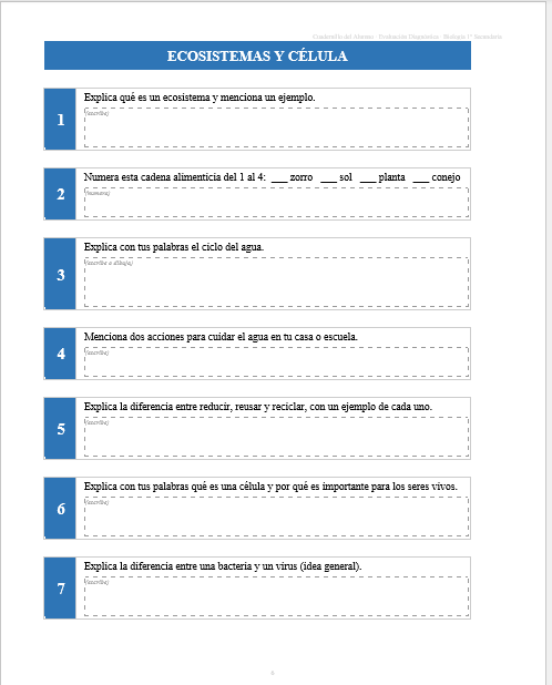 Kit de Evaluación Diagnóstica NEM Biología 1° de Secundaria 2026-2027 | 4 Herramientas para Evaluar y Atender el Rezago | Word y Excel Editable 3 Kit de Evaluación Diagnóstica NEM Biología 1° de Secundaria 2026-2027 | 4 Herramientas para Evaluar y Atender el Rezago | Word y Excel Editable - Image 3
