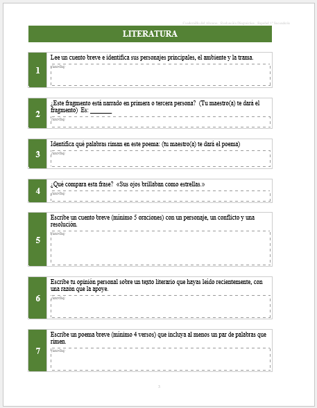 Kit de Evaluación Diagnóstica NEM Español 1° de Secundaria 2026-2027 | 4 Herramientas para Evaluar y Atender el Rezago | Word y Excel Editable 3 Kit de Evaluación Diagnóstica NEM Español 1° de Secundaria 2026-2027 | 4 Herramientas para Evaluar y Atender el Rezago | Word y Excel Editable - Image 3