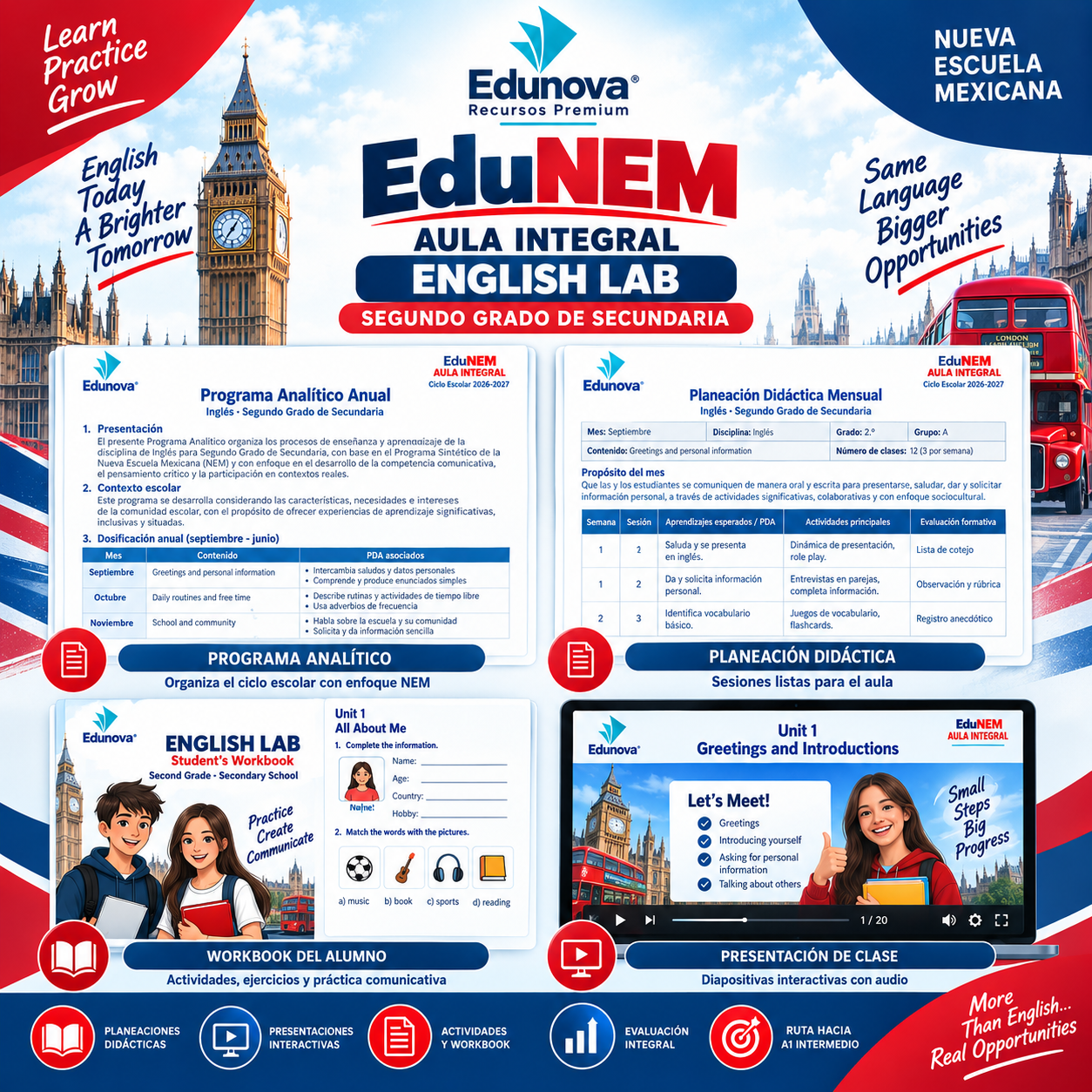 EduNEM Aula Integral | Inglés Segundo Grado de Secundaria NEM · English Lab A1 Intermedio · Ciclo Escolar 2026-2027 3 EduNEM Aula Integral | Inglés Segundo Grado de Secundaria NEM · English Lab A1 Intermedio · Ciclo Escolar 2026-2027 - Imagen 3