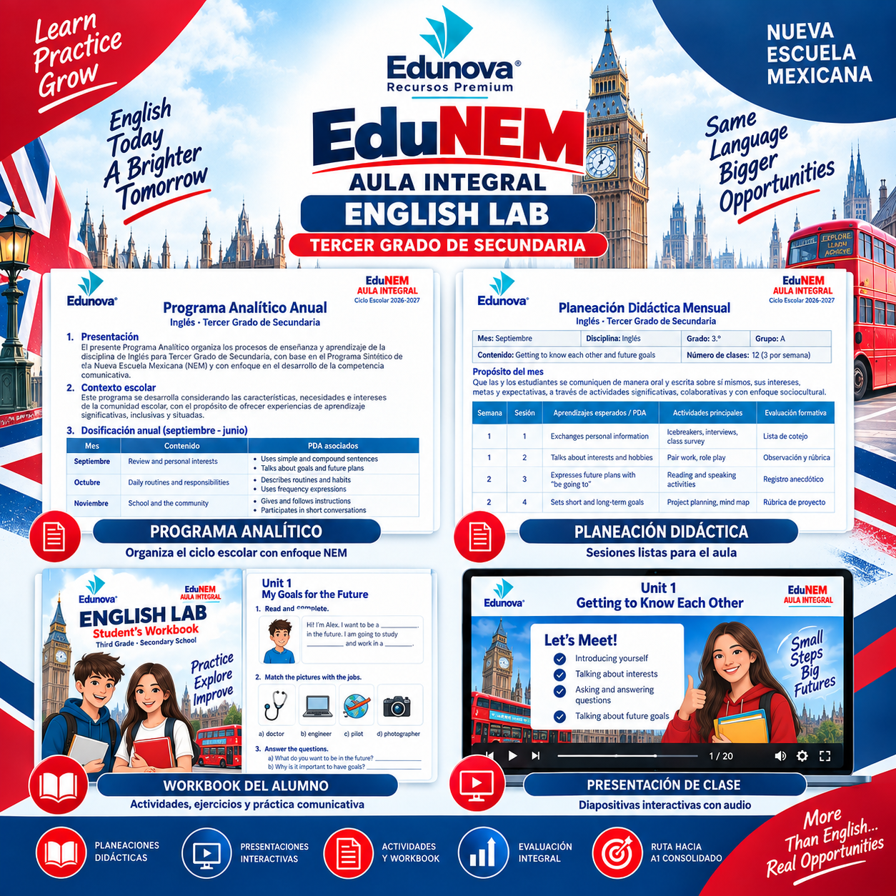 EduNEM Aula Integral | Inglés Tercer Grado de Secundaria NEM · English Lab A1 Consolidado · Ciclo Escolar 2026-2027 3 EduNEM Aula Integral | Inglés Tercer Grado de Secundaria NEM · English Lab A1 Consolidado · Ciclo Escolar 2026-2027 - Imagen 3
