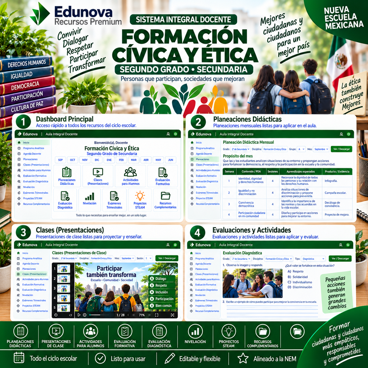 EduNEM Aula Integral | Formación Cívica y Ética Segundo Grado de Secundaria NEM · Ciclo Escolar Completo 2026-2027 3 EduNEM Aula Integral | Formación Cívica y Ética Segundo Grado de Secundaria NEM · Ciclo Escolar Completo 2026-2027 - Imagen 3