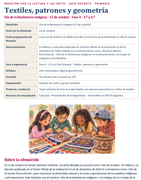 Efemérides y Maratón por la Lectura y las Artes Octubre 2026-2027 | Primaria 1.º a 6.º Grado 3 Efemérides y Maratón por la Lectura y las Artes Octubre 2026-2027 | Primaria 1.º a 6.º Grado - Imagen 3