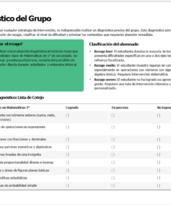 Plan de Atención al Rezago Matemáticas 1° Secundaria (NEM) | Cierre de Ciclo Escolar Mayo-Junio | Editable en Word con Evaluación Final 15 Formulario de diagnóstico educativo en español para evaluar las habilidades matemáticas de los alumnos. Incluye secciones sobre cómo identificar el retraso académico, la clasificación de los alumnos y una lista de comprobación con indicadores para evaluar las capacidades matemáticas de los alumnos.