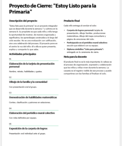 Captura de pantalla de una hoja de proyecto en español titulada 