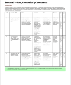 Tabla de planificación de la semana 5 titulada 