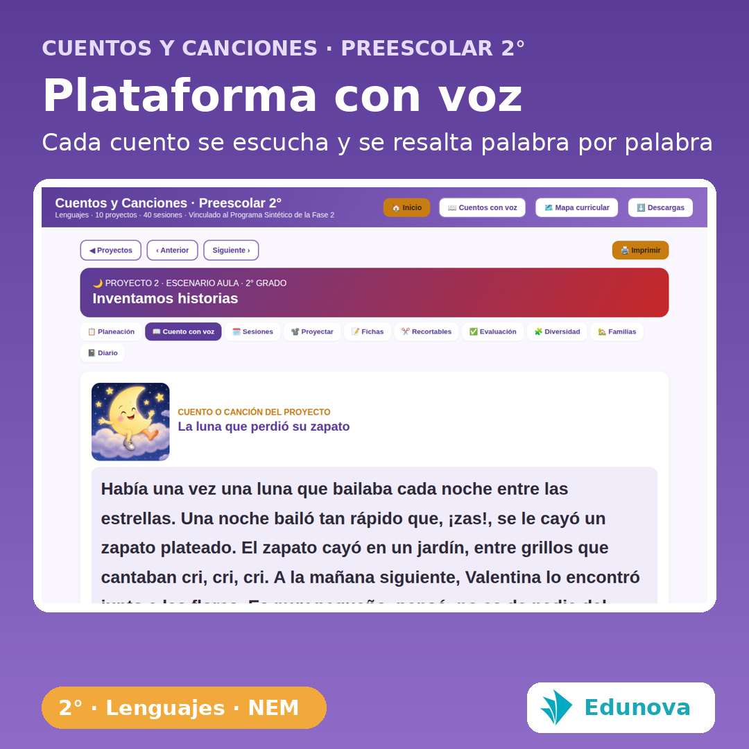 Cuentos y Canciones · Preescolar 2° | 10 Proyectos NEM Fase 2 · Lenguajes y 30 PDA · Recursos Interactivos 3 Cuentos y Canciones · Preescolar 2° | 10 Proyectos NEM Fase 2 · Lenguajes y 30 PDA · Recursos Interactivos - Imagen 3