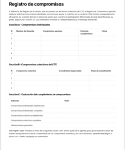 Formatos para Consejo Técnico Escolar Editables en Word | Plantillas para Organizar, Documentar y Desarrollar las Sesiones del CTE 9 Imagen 3 173