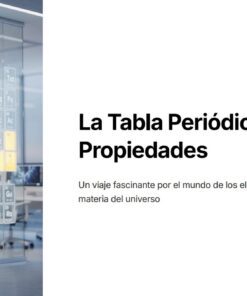 Química 3: Programa Analítico, Planeaciones y Recursos Didácticos 11 Pared de cristal con elementos de la tabla periódica expuestos en una oficina moderna; el texto en español dice