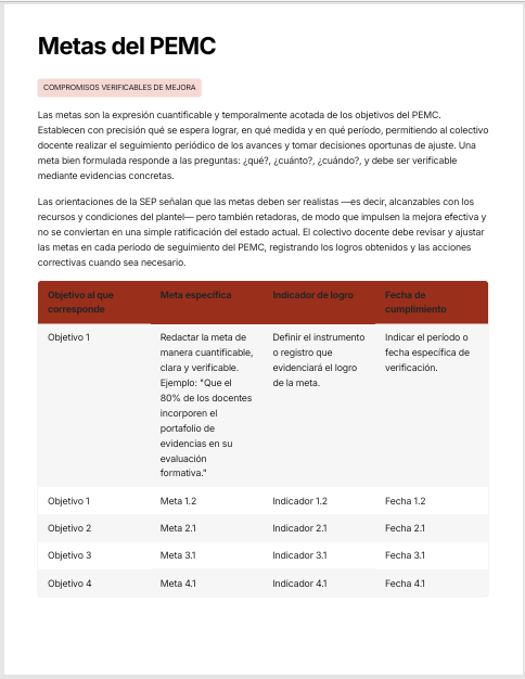 Programa Escolar de Mejora Continua Preescolar Editable en Word | PEMC NEM 2026-2027 Basado en Orientaciones SEP 4 Programa Escolar de Mejora Continua Preescolar Editable en Word | PEMC NEM 2026-2027 Basado en Orientaciones SEP - Image 4