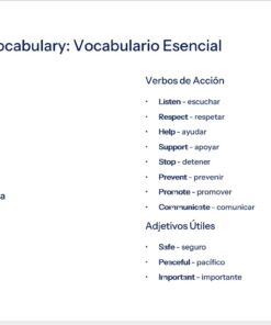 Una lista de vocabulario bilingüe titulada 