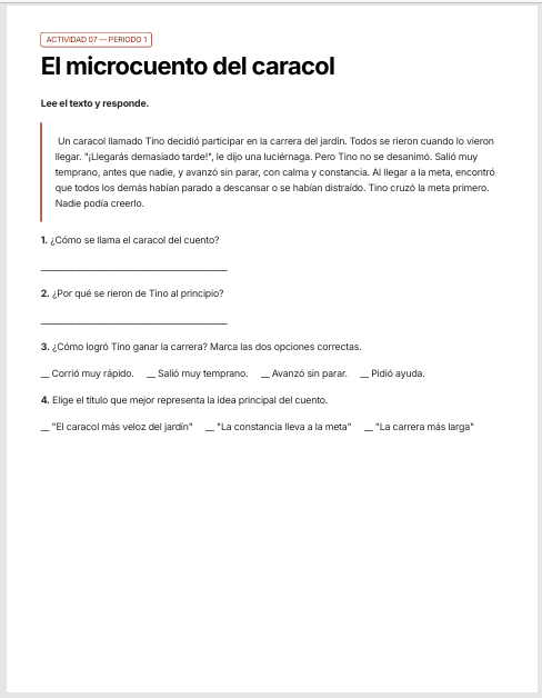 Cuadernillo de Comprensión Lectora 3.º de Primaria | NEM 2026-2027 | PDF + Word Editable 4 Cuadernillo de Comprensión Lectora 3.º de Primaria | NEM 2026-2027 | PDF + Word Editable - Image 4