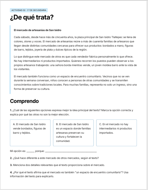 Cuadernillo de Comprensión Lectora para Español Secundaria | 1.º, 2.º y 3.º | NEM 2026-2027 | PDF + Word Editable 4 Cuadernillo de Comprensión Lectora para Español Secundaria | 1.º, 2.º y 3.º | NEM 2026-2027 | PDF + Word Editable - Image 4