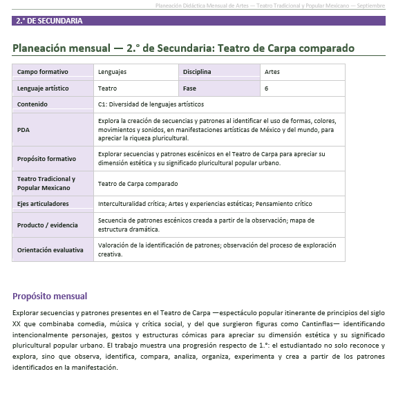 Planeaciones NEM Artes Teatro Tradicional y Popular Mexicano 1.º 2.º y 3.º Secundaria | Programa Analítico y Planeaciones 2026-2027 | Word Editable 4 Planeaciones NEM Artes Teatro Tradicional y Popular Mexicano 1.º 2.º y 3.º Secundaria | Programa Analítico y Planeaciones 2026-2027 | Word Editable - Image 4