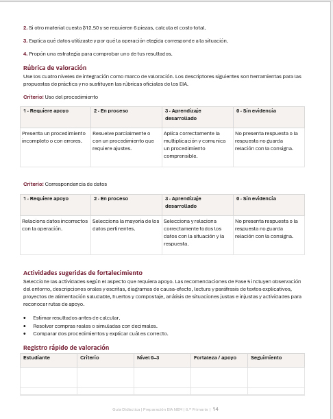 Ejercicios Integradores del Aprendizaje EIA 6.º Primaria 2026-2027 | Preparación, Evaluación y Retroalimentación | Word Editable 4 Ejercicios Integradores del Aprendizaje EIA 6.º Primaria 2026-2027 | Preparación, Evaluación y Retroalimentación | Word Editable - Image 4