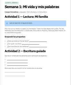 Hoja de trabajo en español titulada 