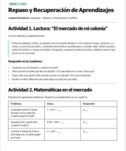 Hoja de trabajo en español titulada 