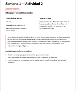 Captura de pantalla de una hoja de actividades en español titulada 